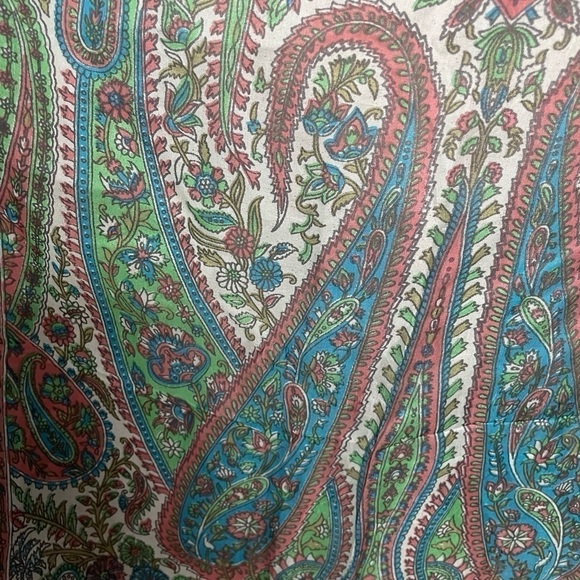 100% Silk Oblong Scarf, Paisley, Turquoise Multi, 20" x 160" - Picture 3 of 4